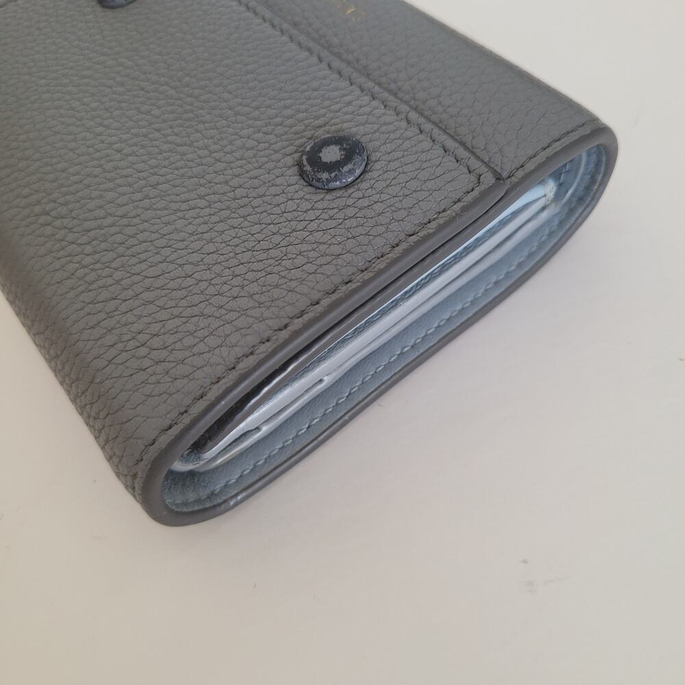 Celine Gray Pebbled Leather Small Wallet with Gold Logo - Picture 12 of 14